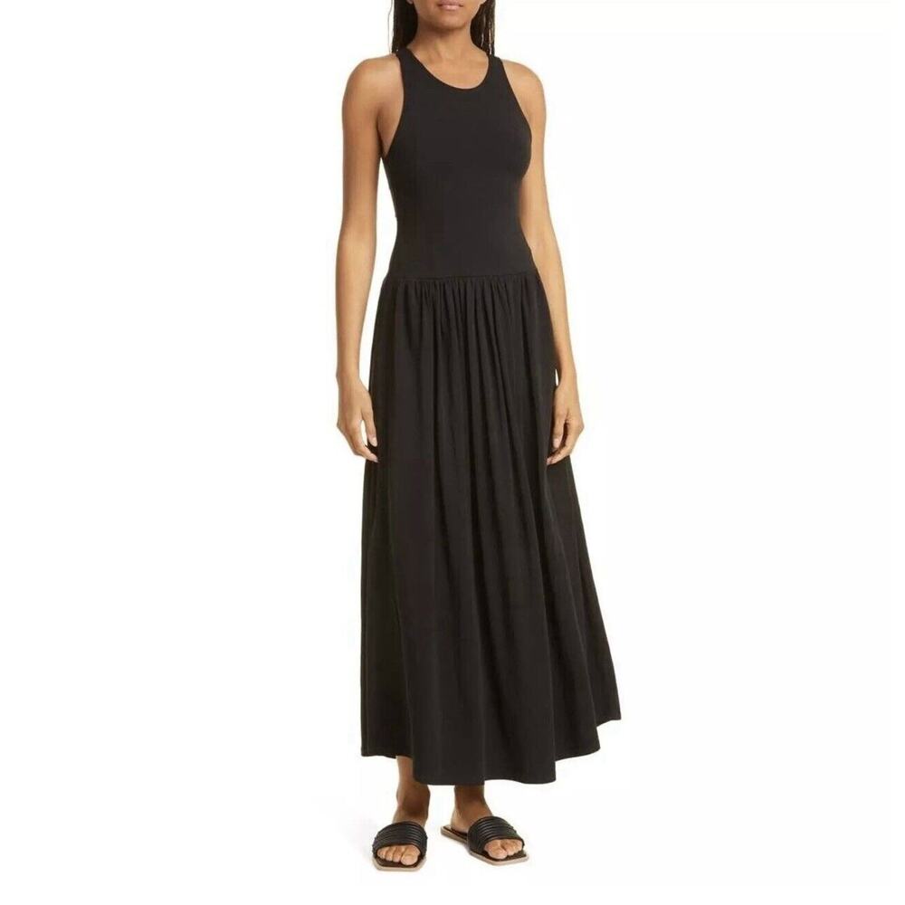 ATM Anthony Thomas Melillo Racerback Stretch Pima Cotton Maxi Black Dress M $295 - Picture 2 of 8